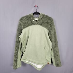 LIV Outdoor Sherpa Fleece Hoodie Green Utility Pullover Zip Pocket